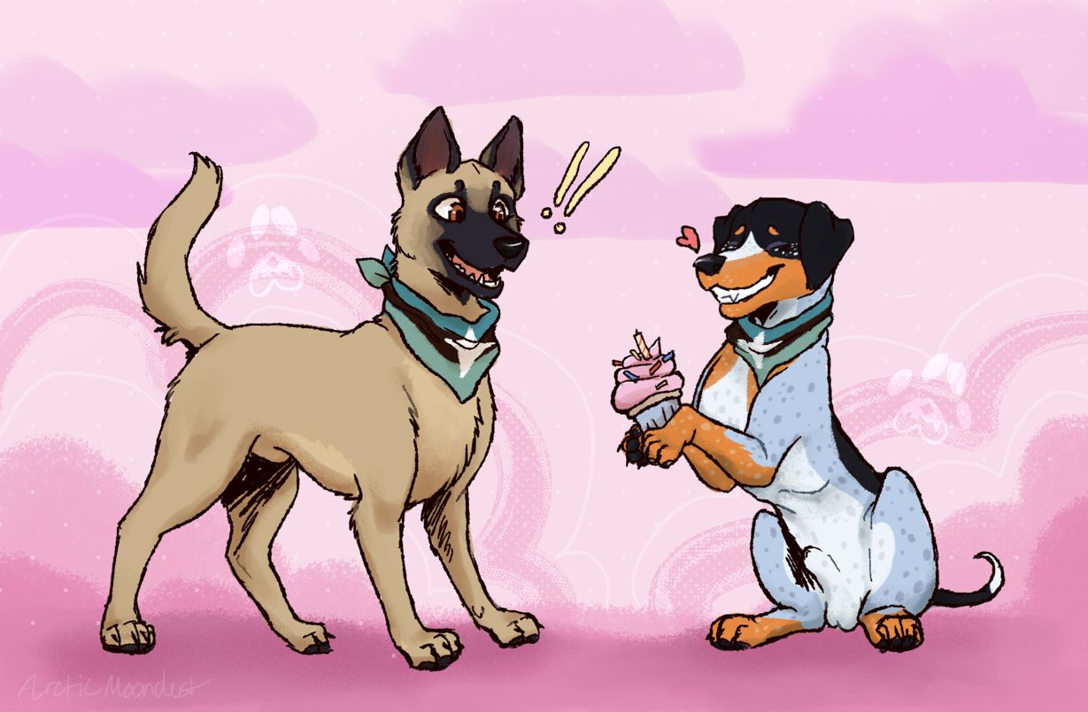 Tuvik offering a birthday cupcake to Maliquw